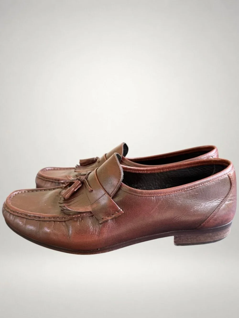 Kenneth Cole Made in Italy Brown Leather Tassel Loafers Men's 11 EEE